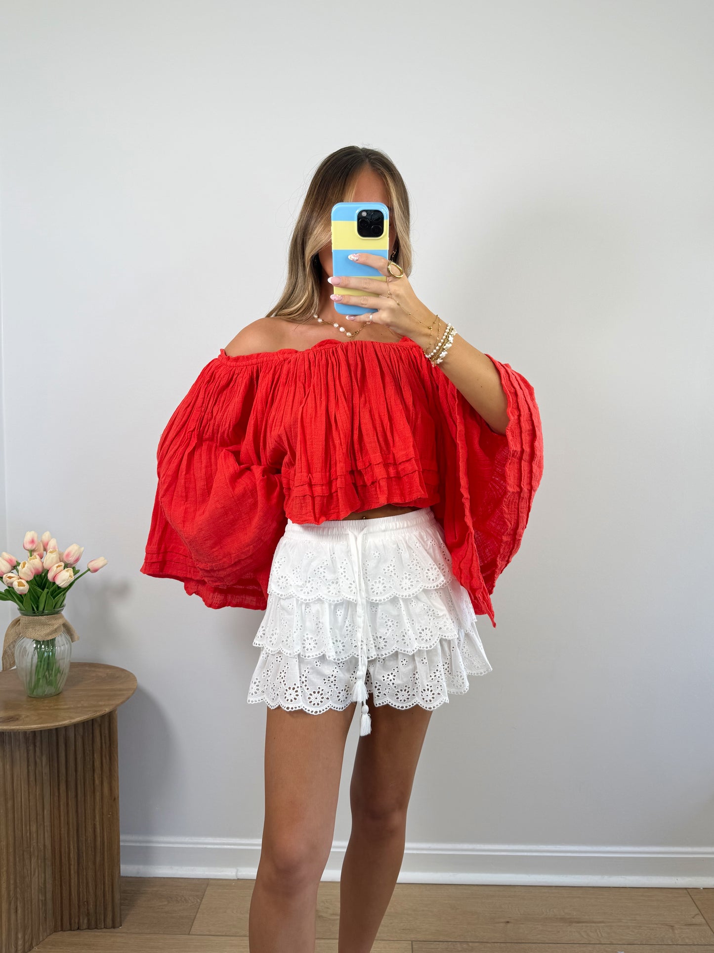 Eyelet Ruffle Shorts