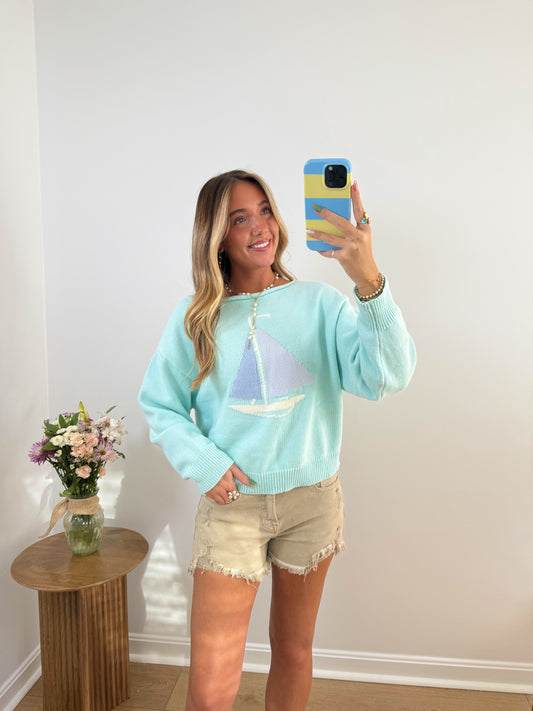 Sail Away Sweater- Blue