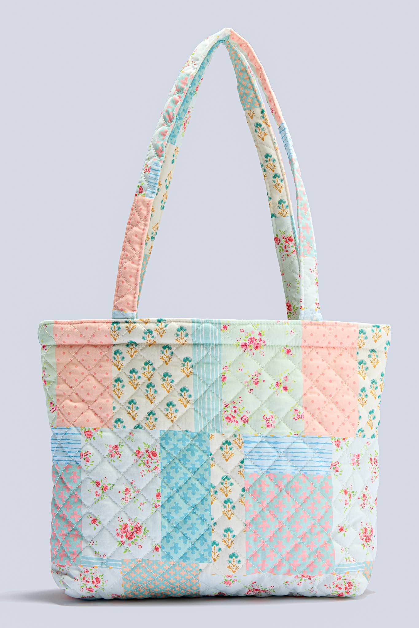 Garden Bloom Patchwork Quilted Tote Bag