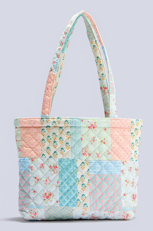 Garden Bloom Patchwork Quilted Tote Bag