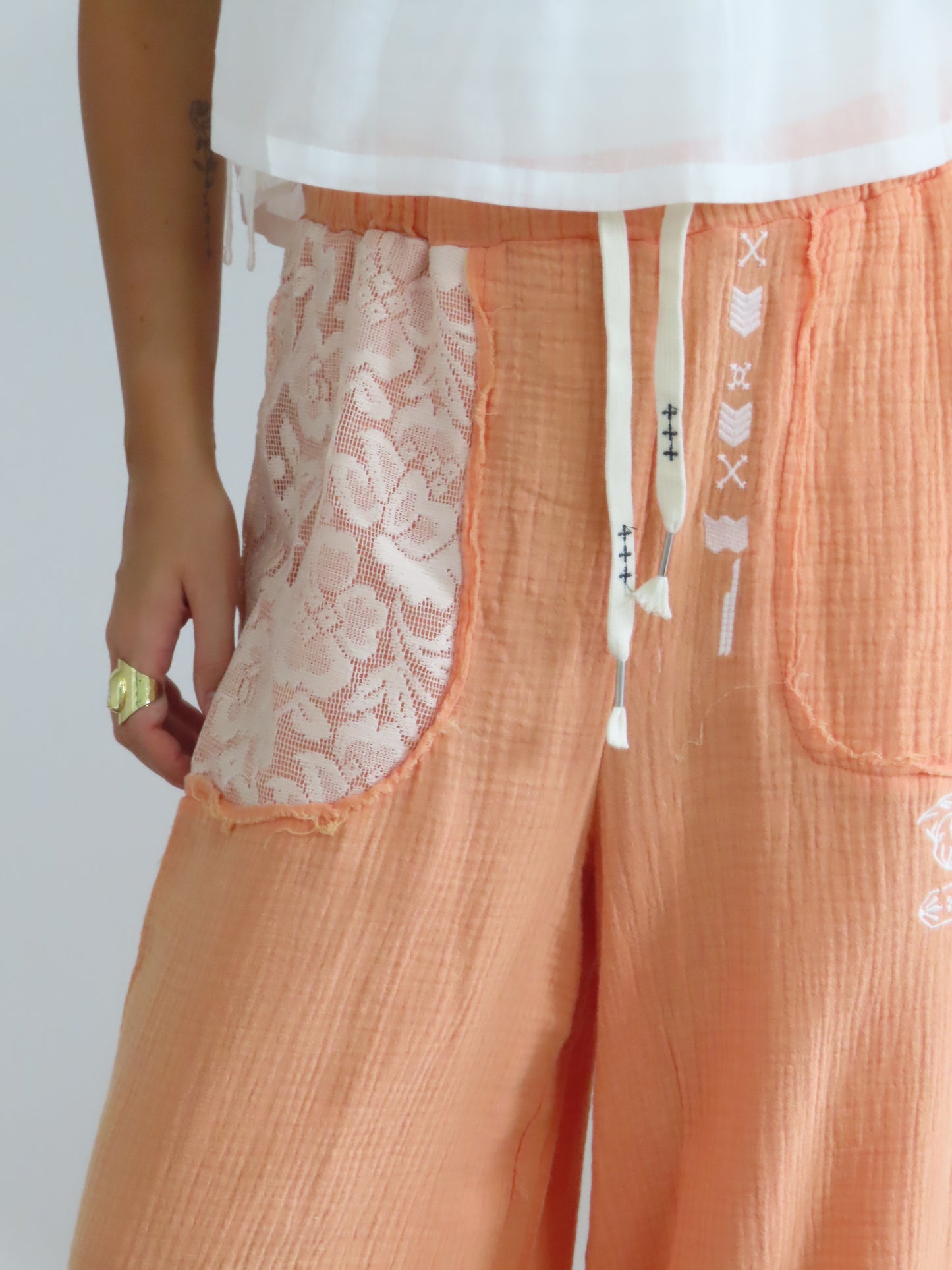 Lace & Wander Joggers (OLIVE & ORANGE)