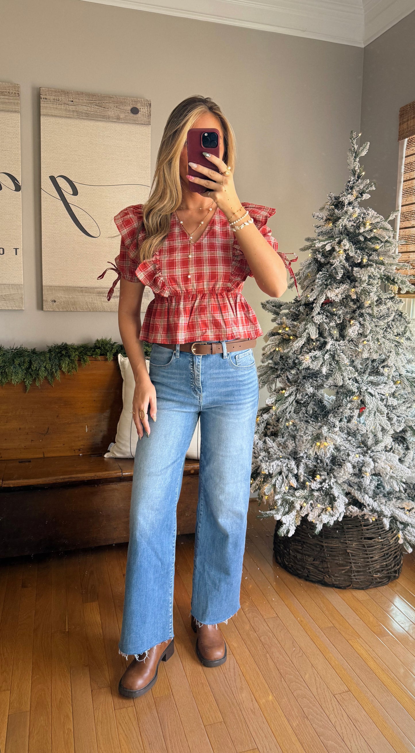 Holiday Plaid Top