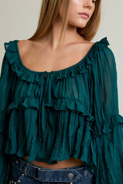 Lisette Blouse (green & rose)