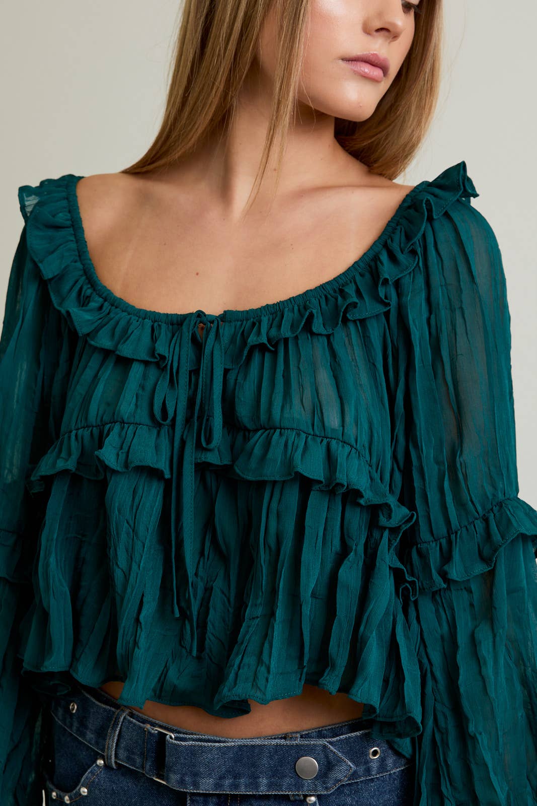 Lisette Blouse (green & rose)