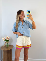 Tropical Crochet Shorts