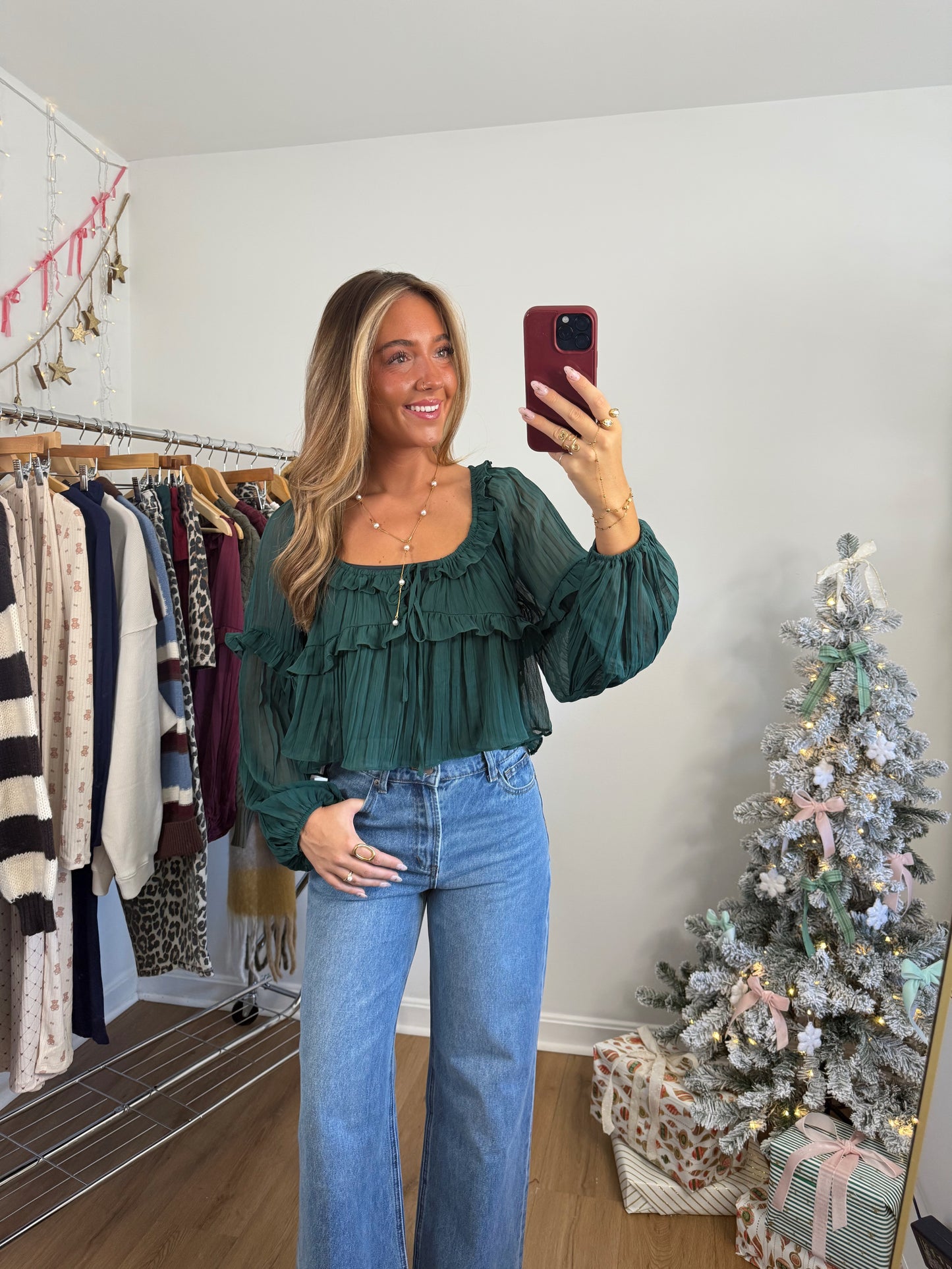 Lisette Blouse (green & rose)