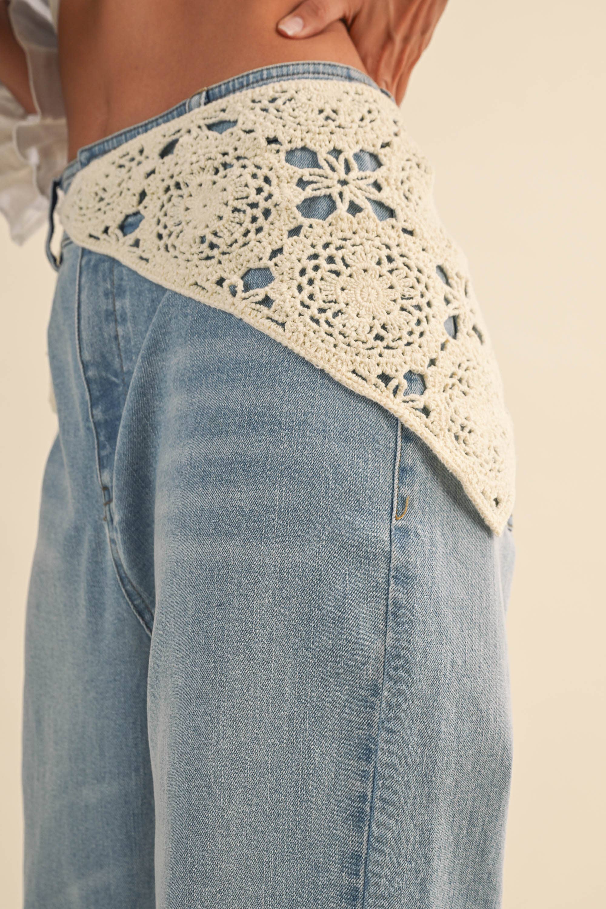 Charlie Crochet Scarf Accent Jeans