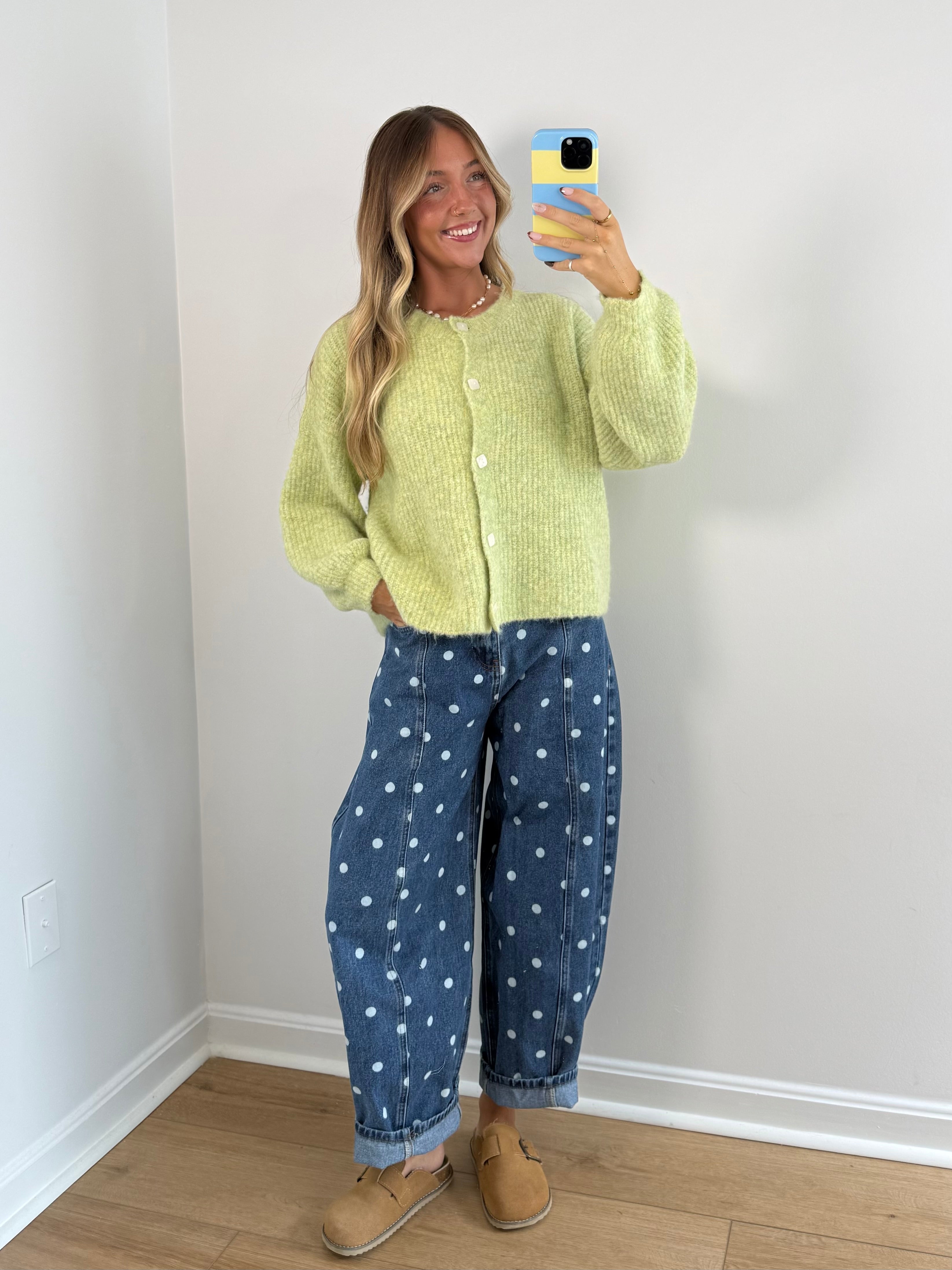 Wisteria Fuzzy Cardi - Lime