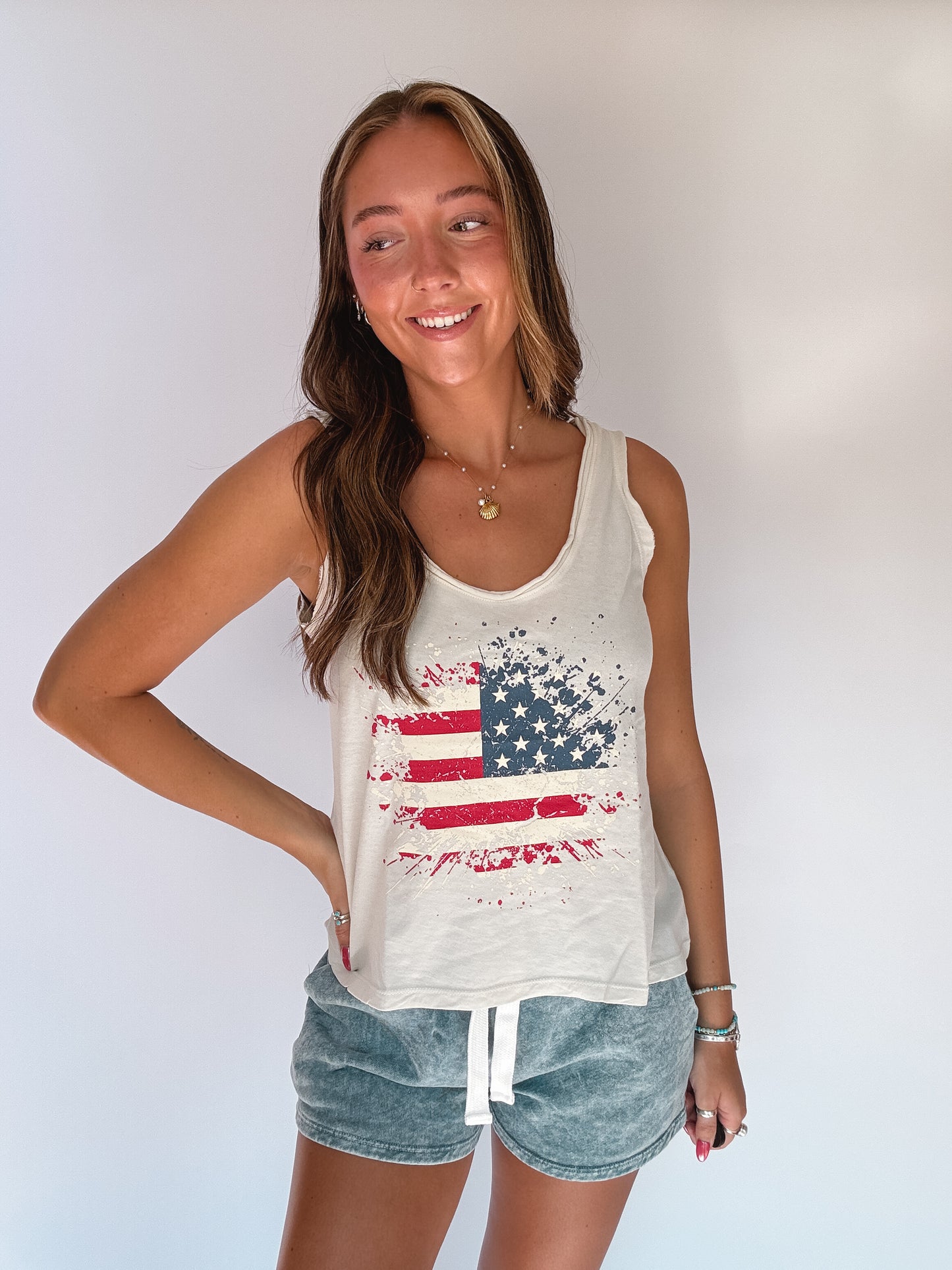 American Flag Graphic Tank Top