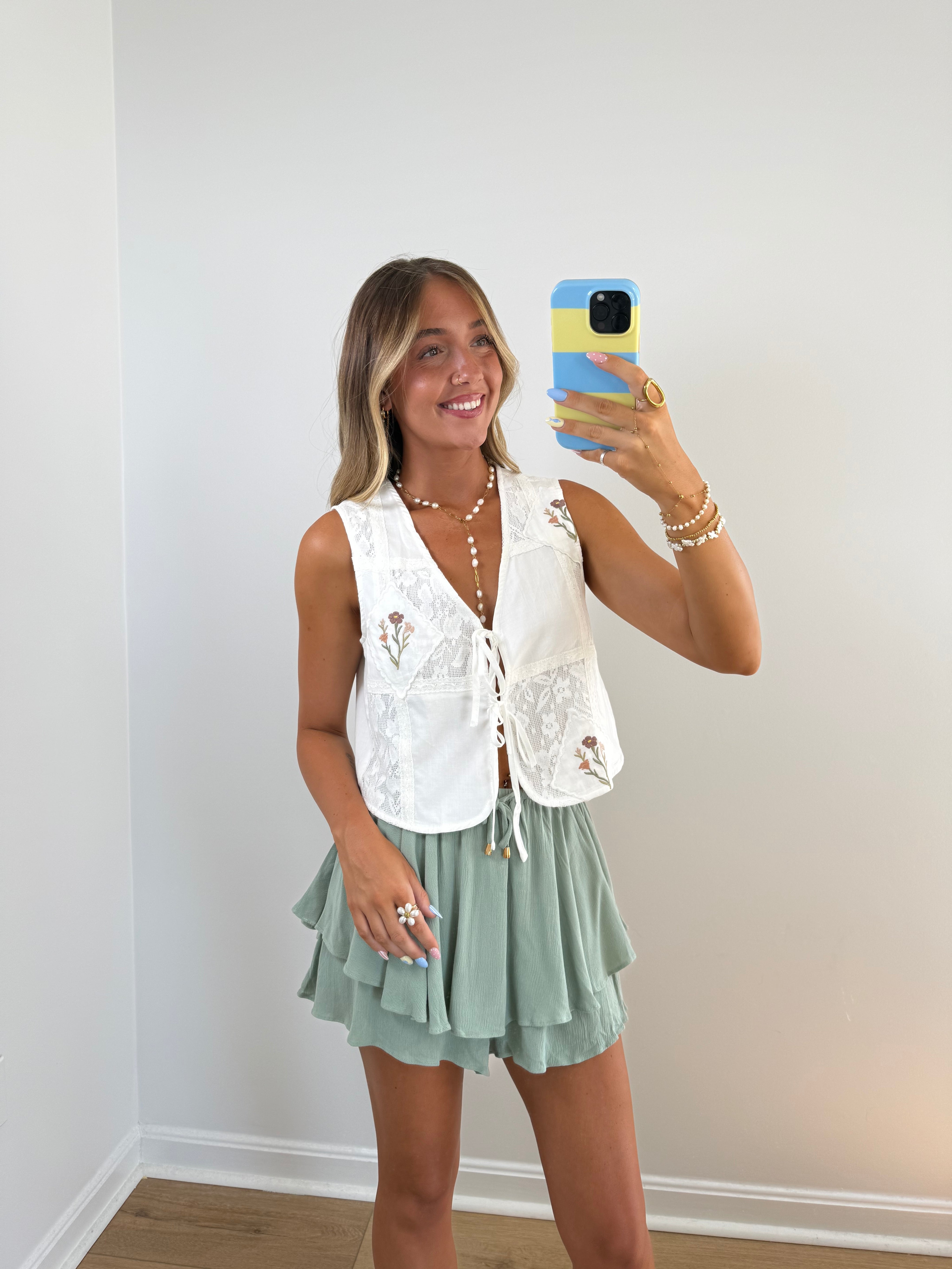 Ever Bloom Tie Front Top
