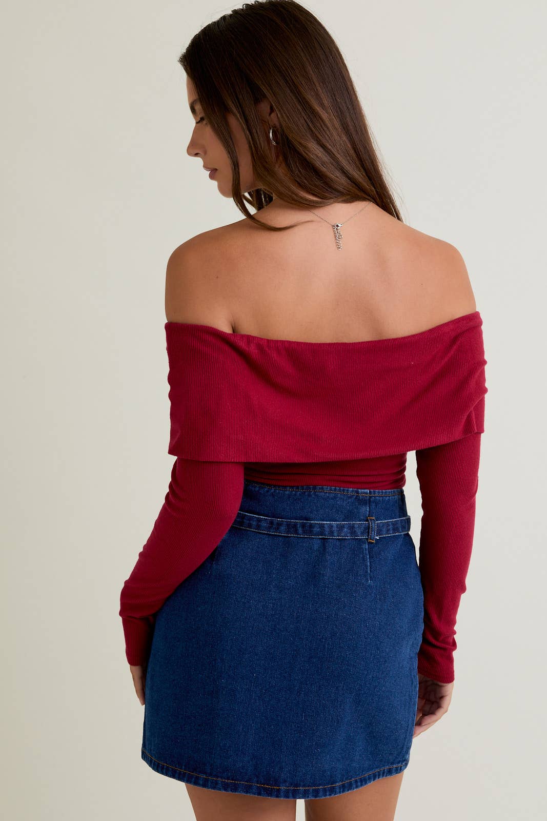 Classic Off The Shoulder Bodysuit (green & crimson)