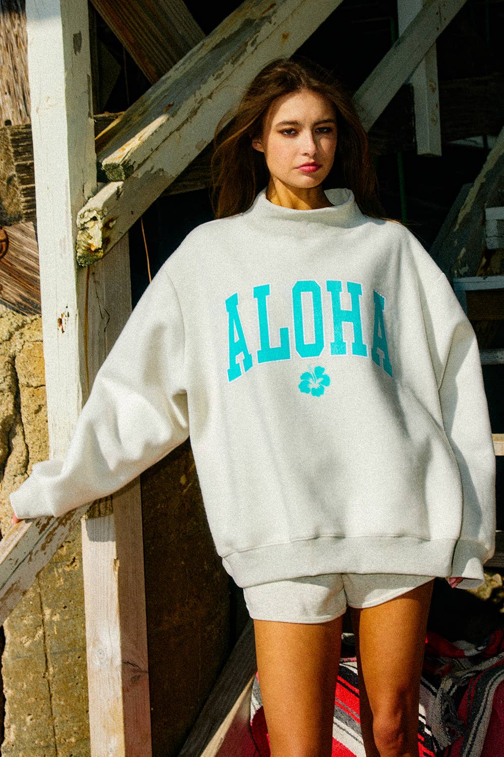 Hawaii/Aloha Reversible Mock Neck