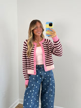 Ellie Striped Cardi - Pink