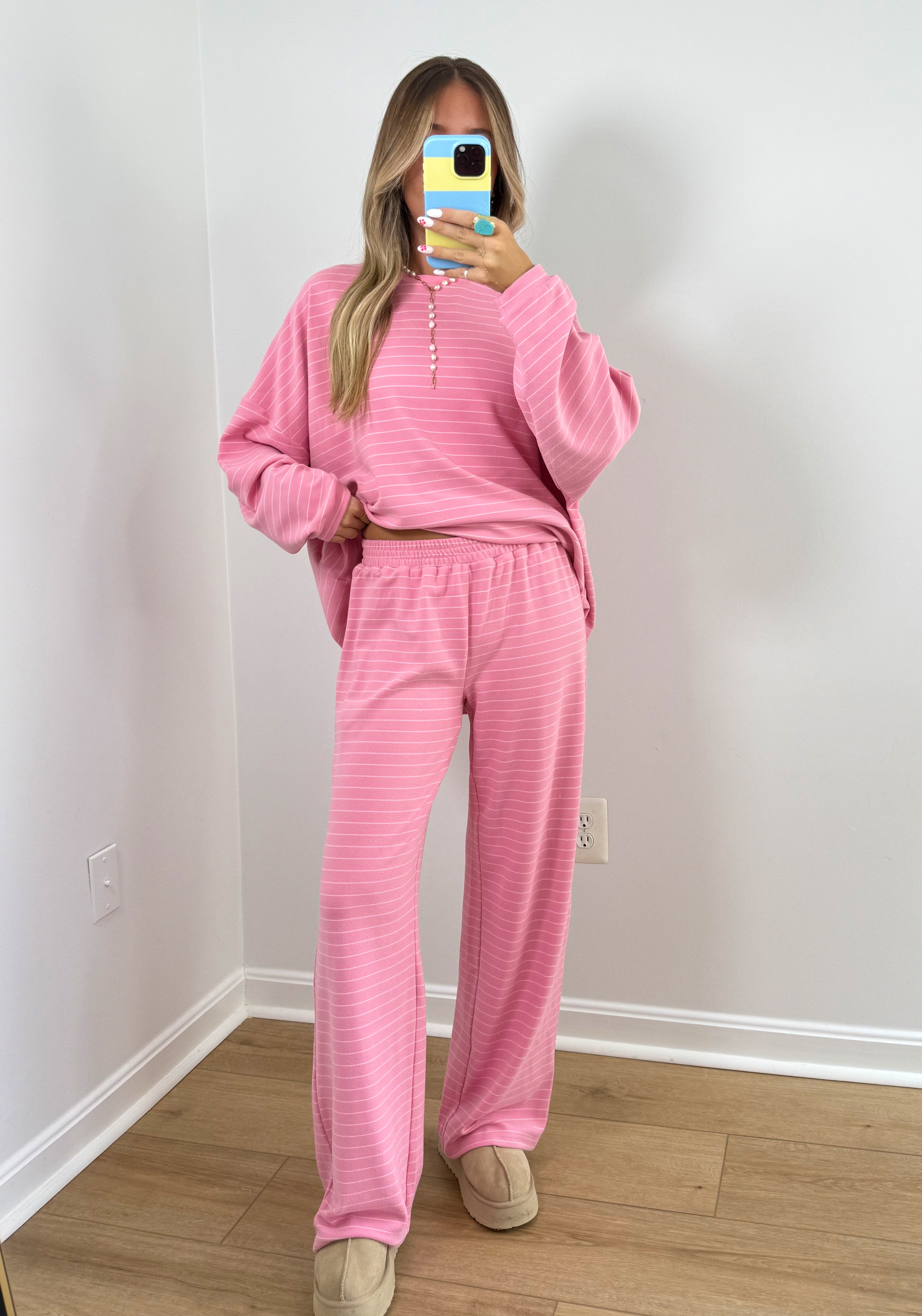 Cozy Club Pants-Pink