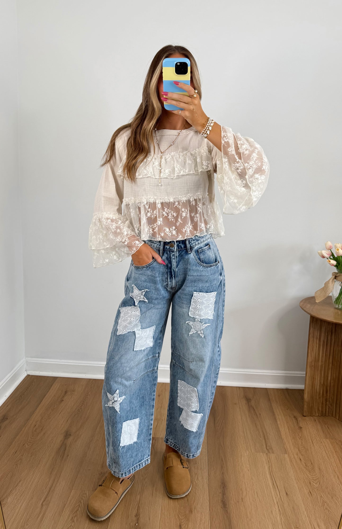 Lucky Stitch Barrel Jeans