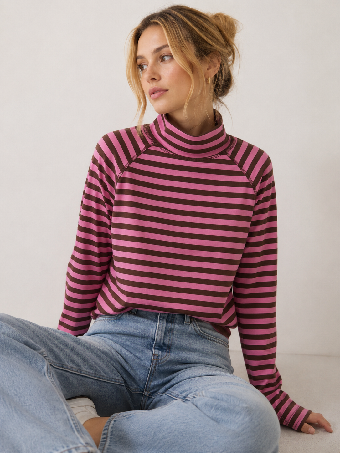 Mock Neck Oversized Long Sleeve Tee