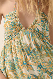 Sunny Bouquet Tie-Back Halter Maxi Dress