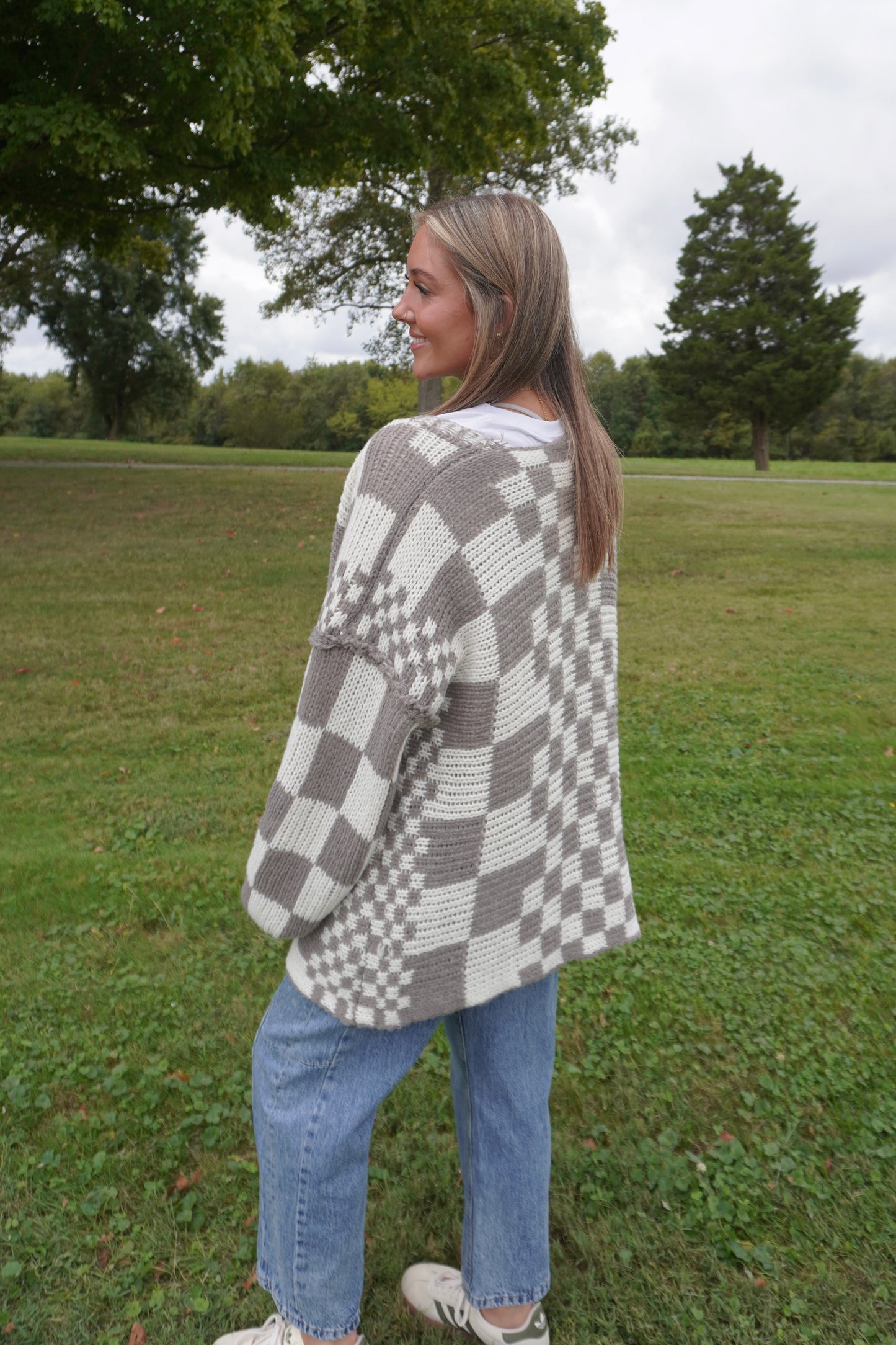 Timeless Checkered Cardigan