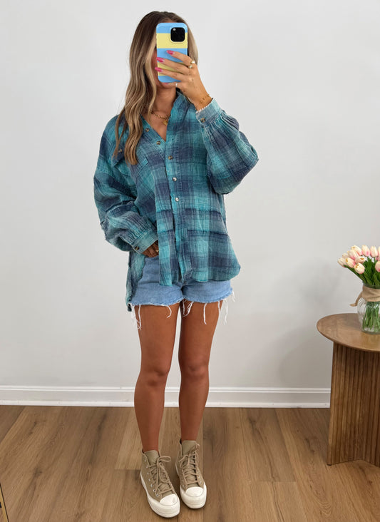 Spring Flannel- BLUE