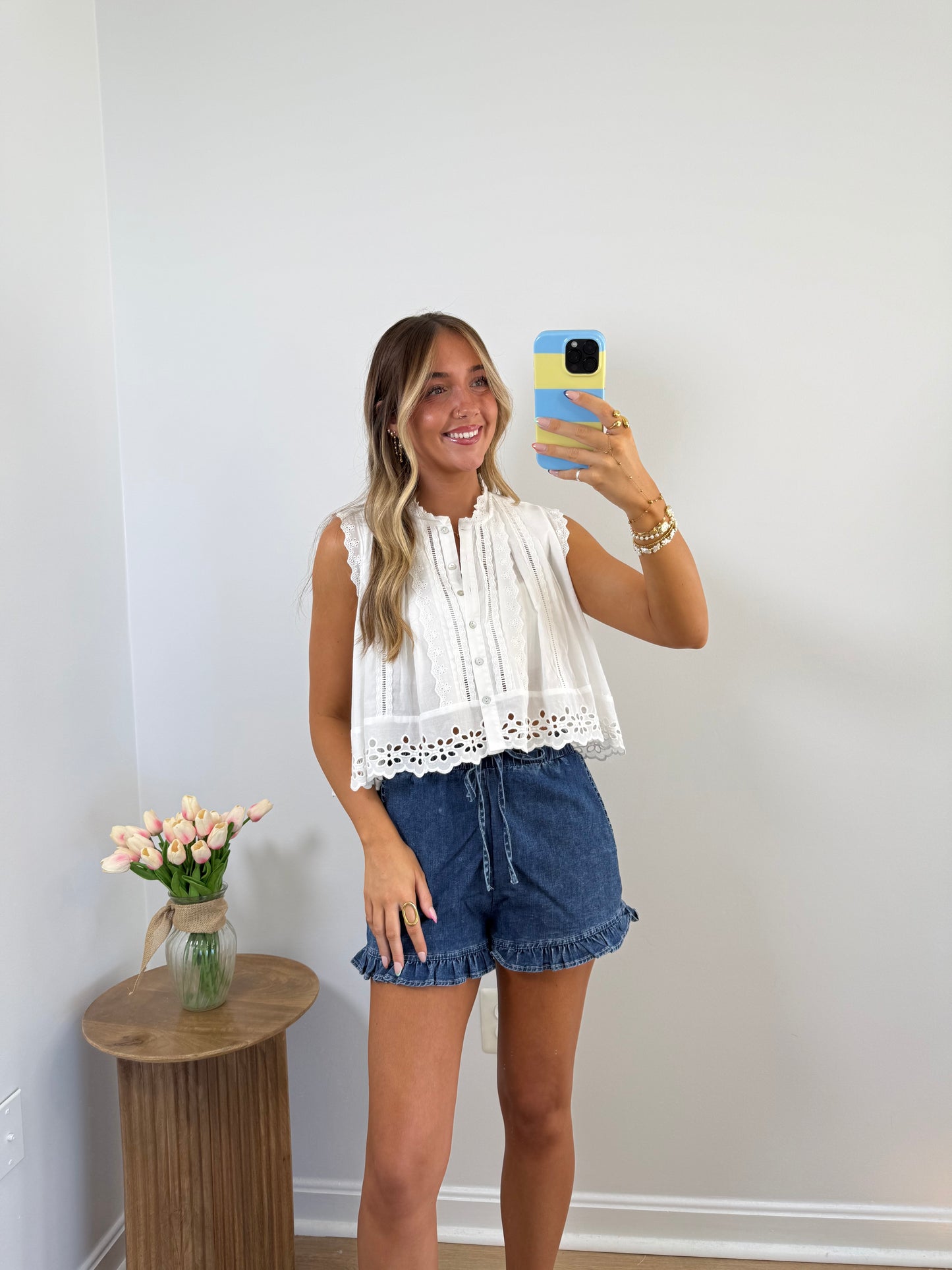 Blue Jean Ruffle Shorts