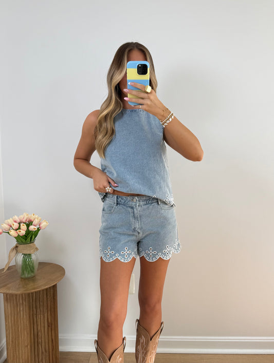 Wildflower Denim Shorts