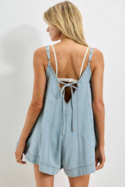Stevie Striped Denim Flare Romper