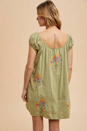 Fern Embroidered Mini Dress