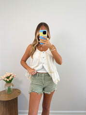 Olive Denim Shorts