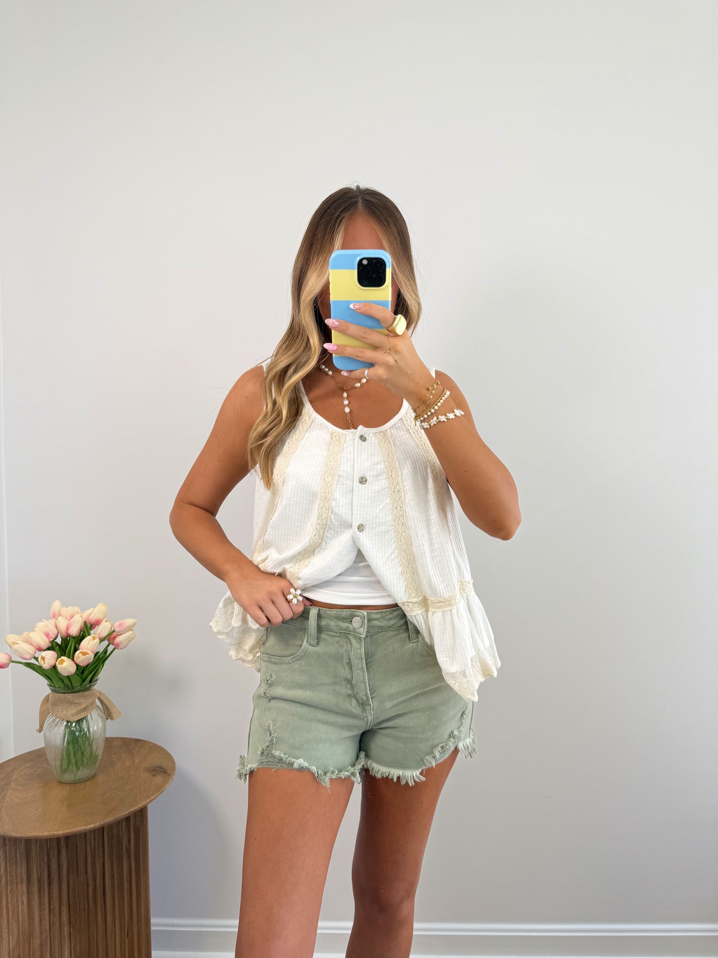 Olive Denim Shorts