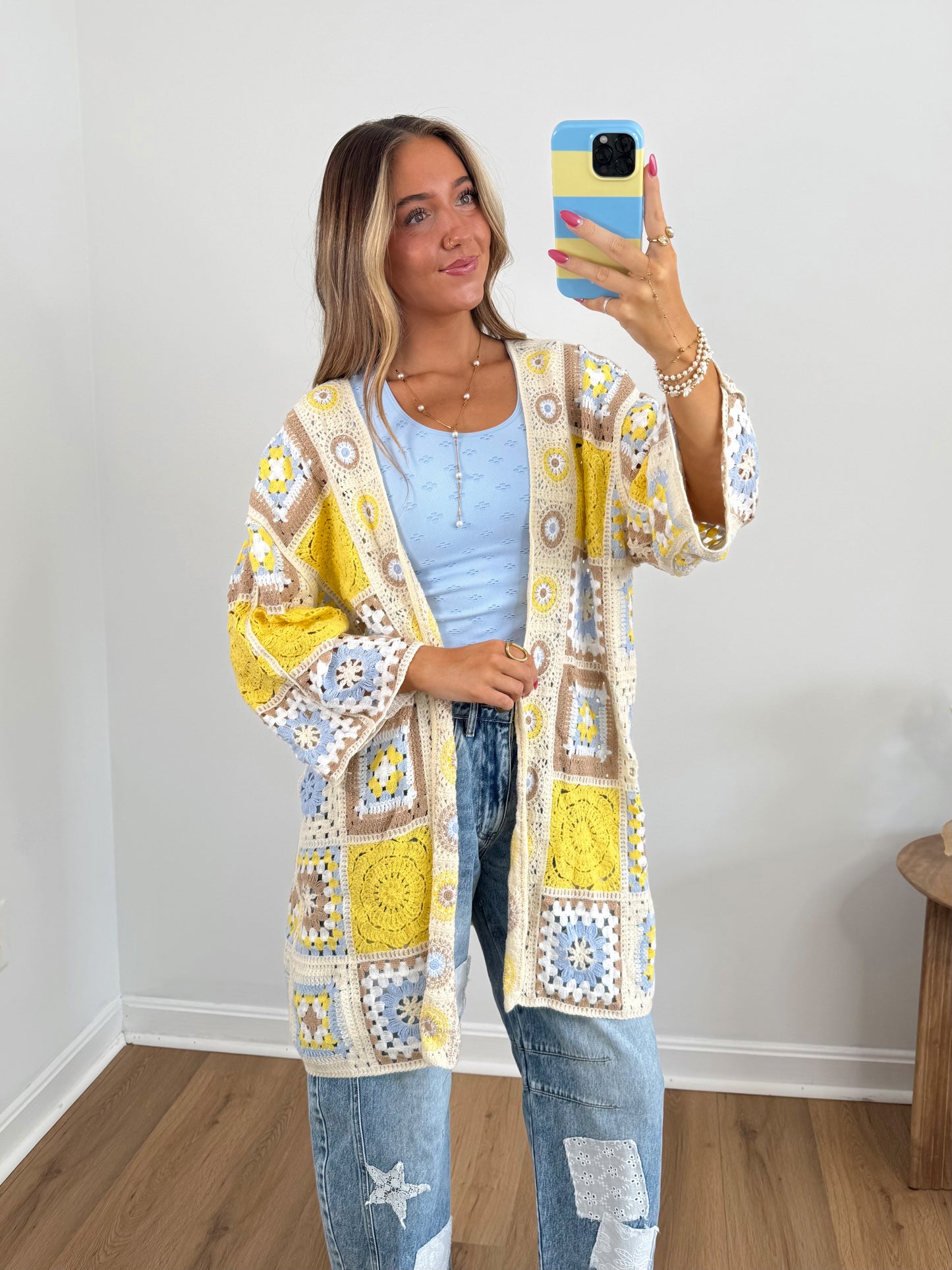 Golden Daisy Crochet Cardigan