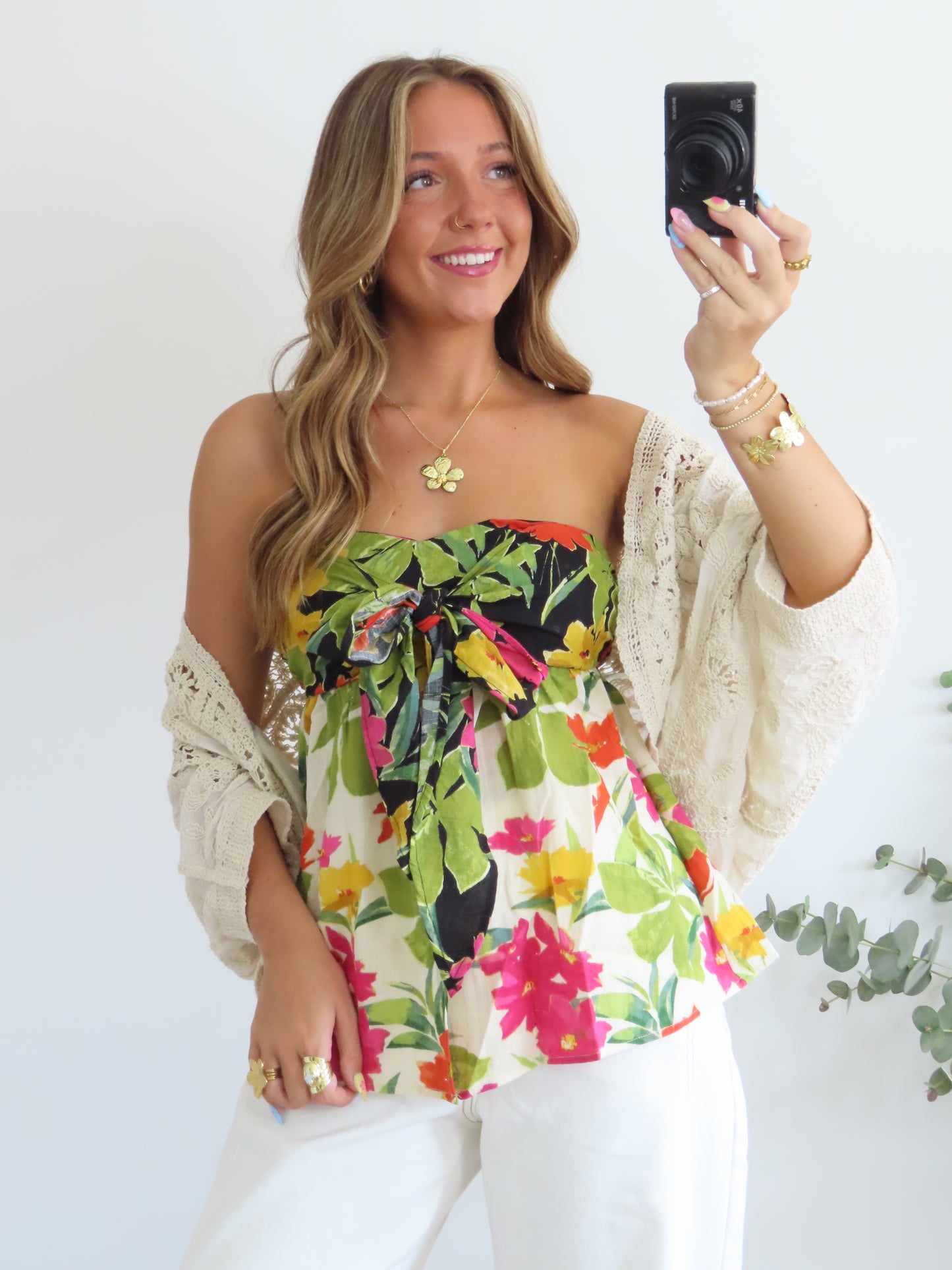 Cabana Bloom Strapless Top