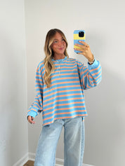 Fireside Striped Long Sleeve Tee - Blue