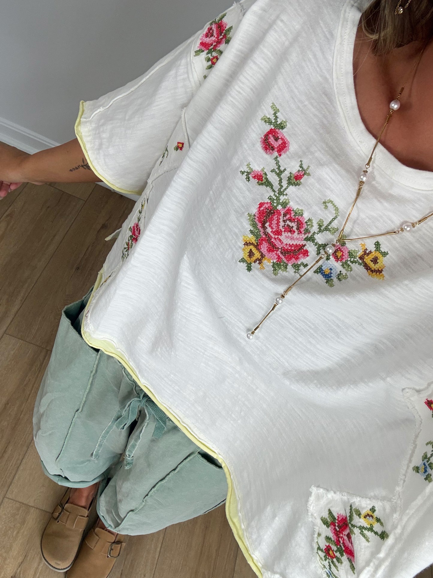 Floral Embroidered Tee