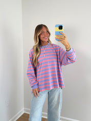 Fireside Striped Long Sleeve Tee - Purple