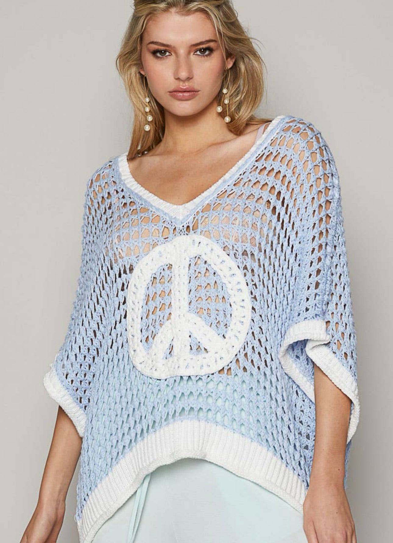 Peace Crochet Top- BLUE