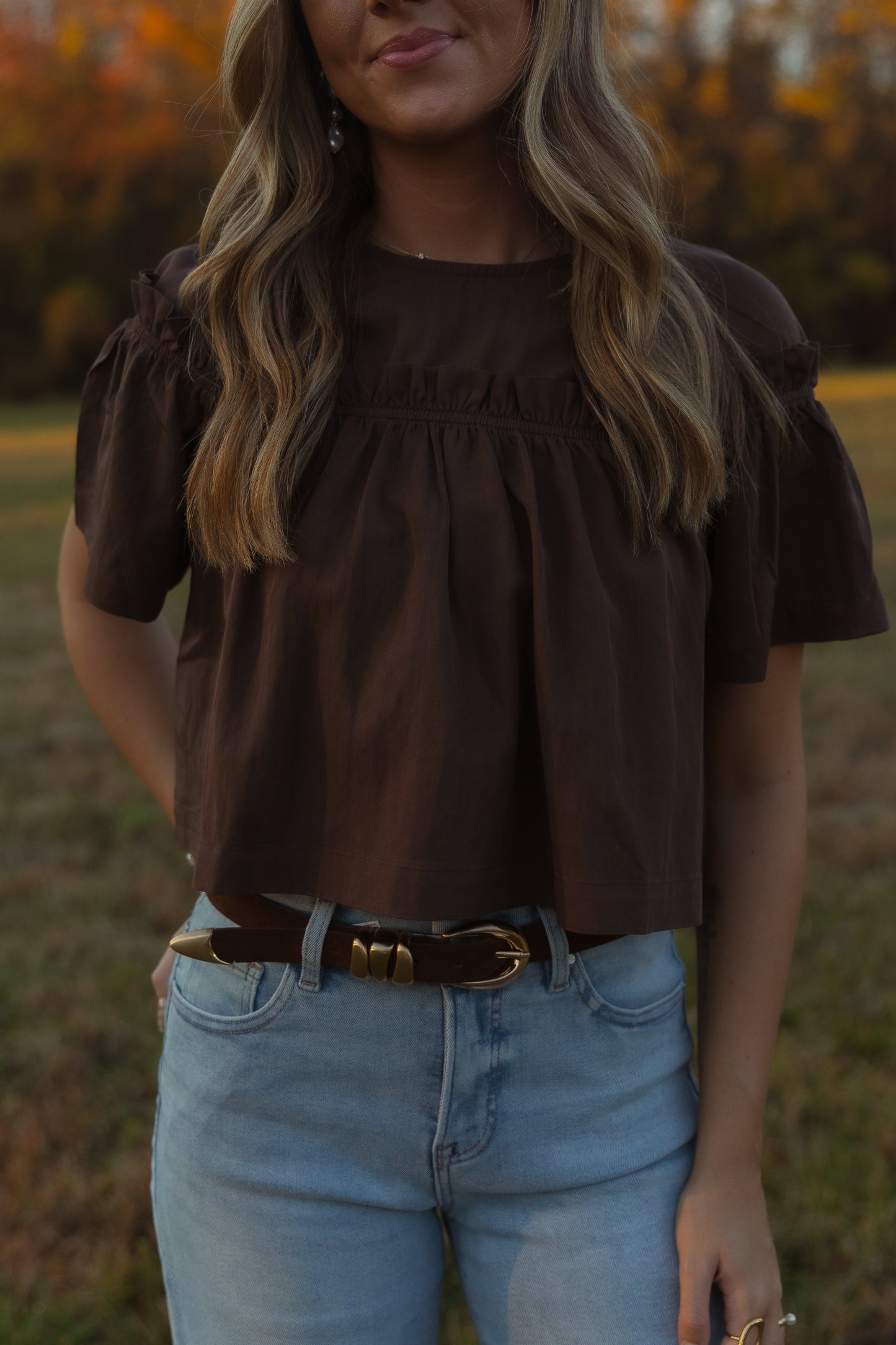 Chestnut Charm Blouse (PREORDER)