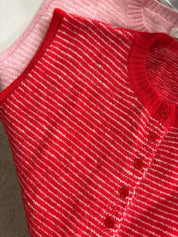 Soft Staple Striped Sleeveless Cardigan