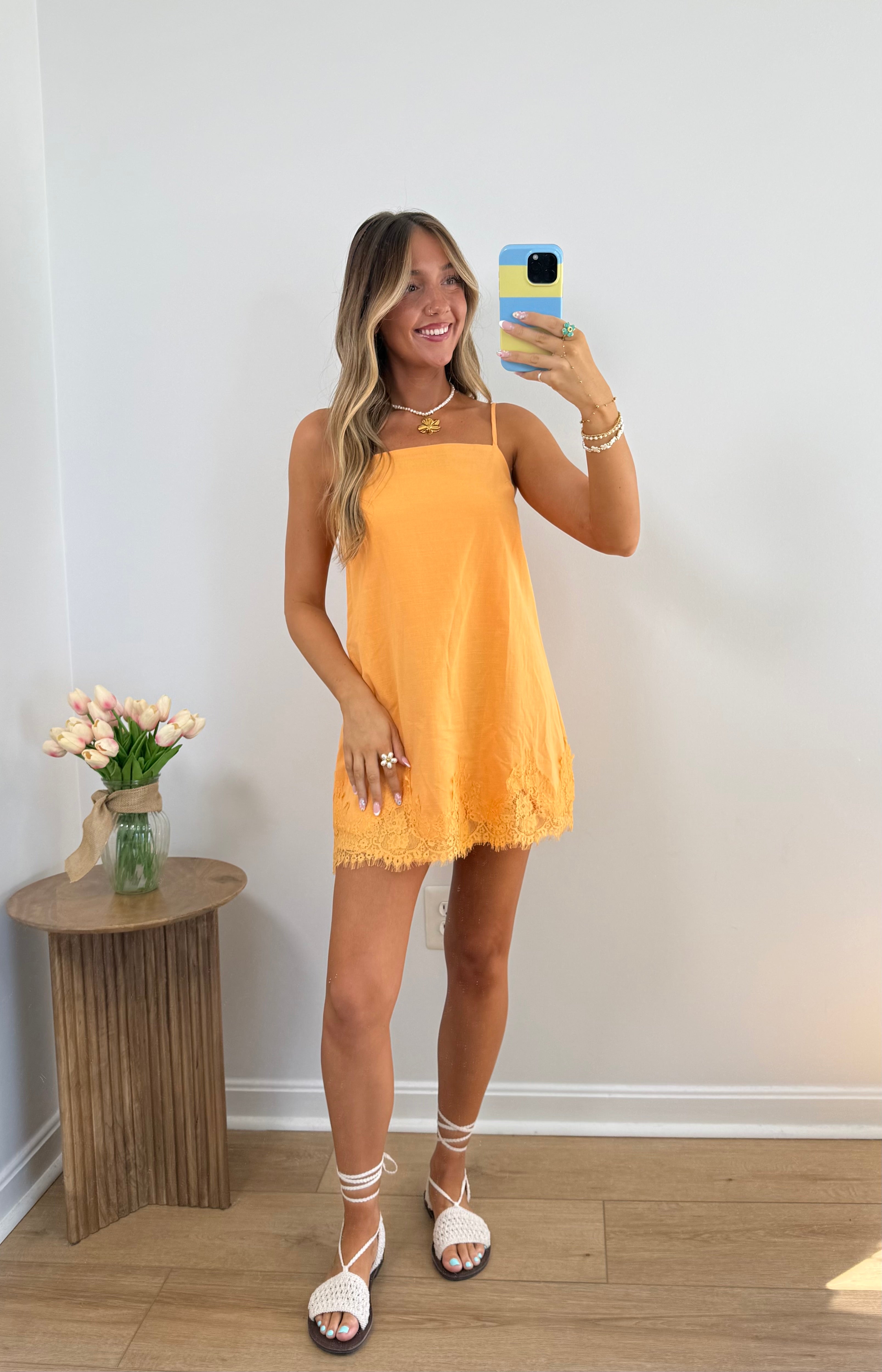 Marigold Lace Mini Dress
