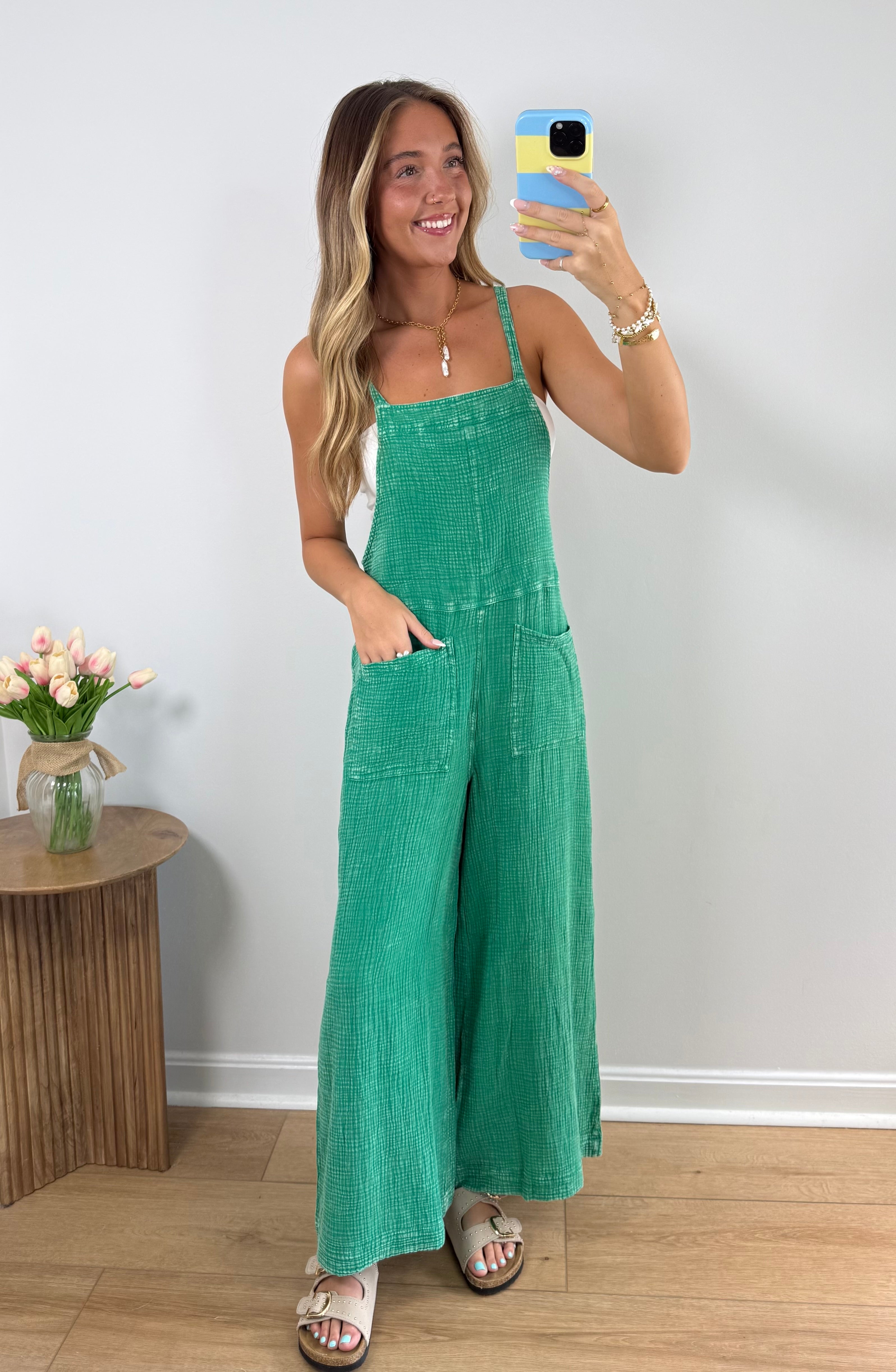 Warm Breeze Jumpsuit-KELLY GREEN