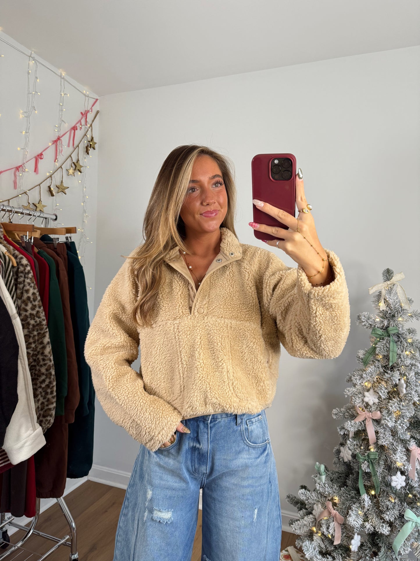 Wrapped In Cozy Sherpa Half Snap Jacket