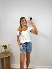 Brandy Top- Navy & White