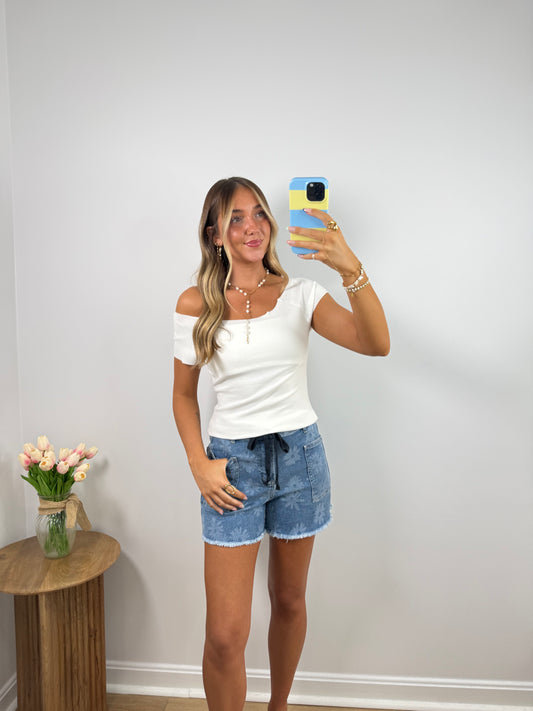 Brandy Top- Navy & White