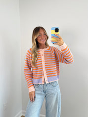 Ellie Striped Cardi - Orange