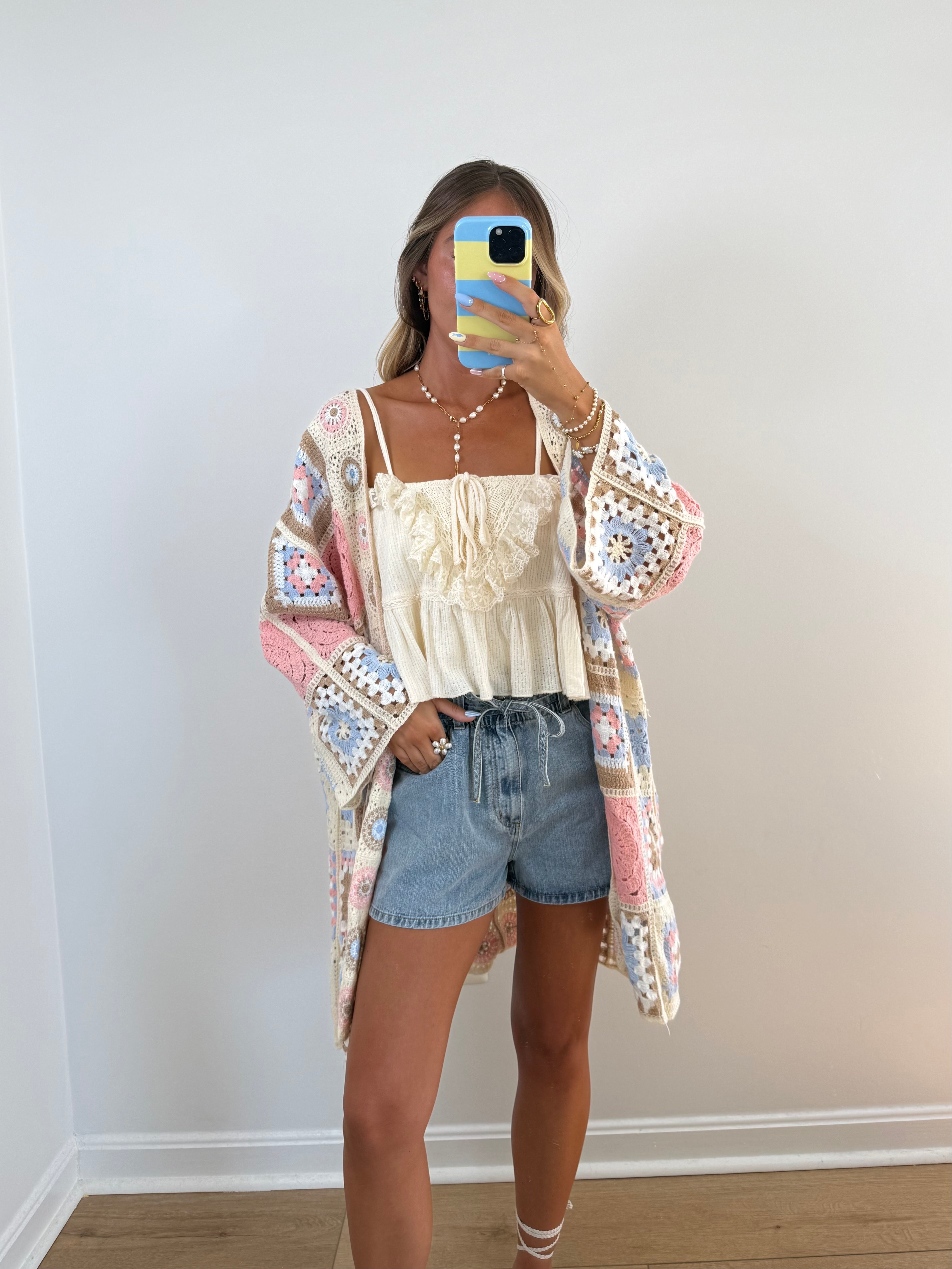 Pastel Patch Crochet Cardigan