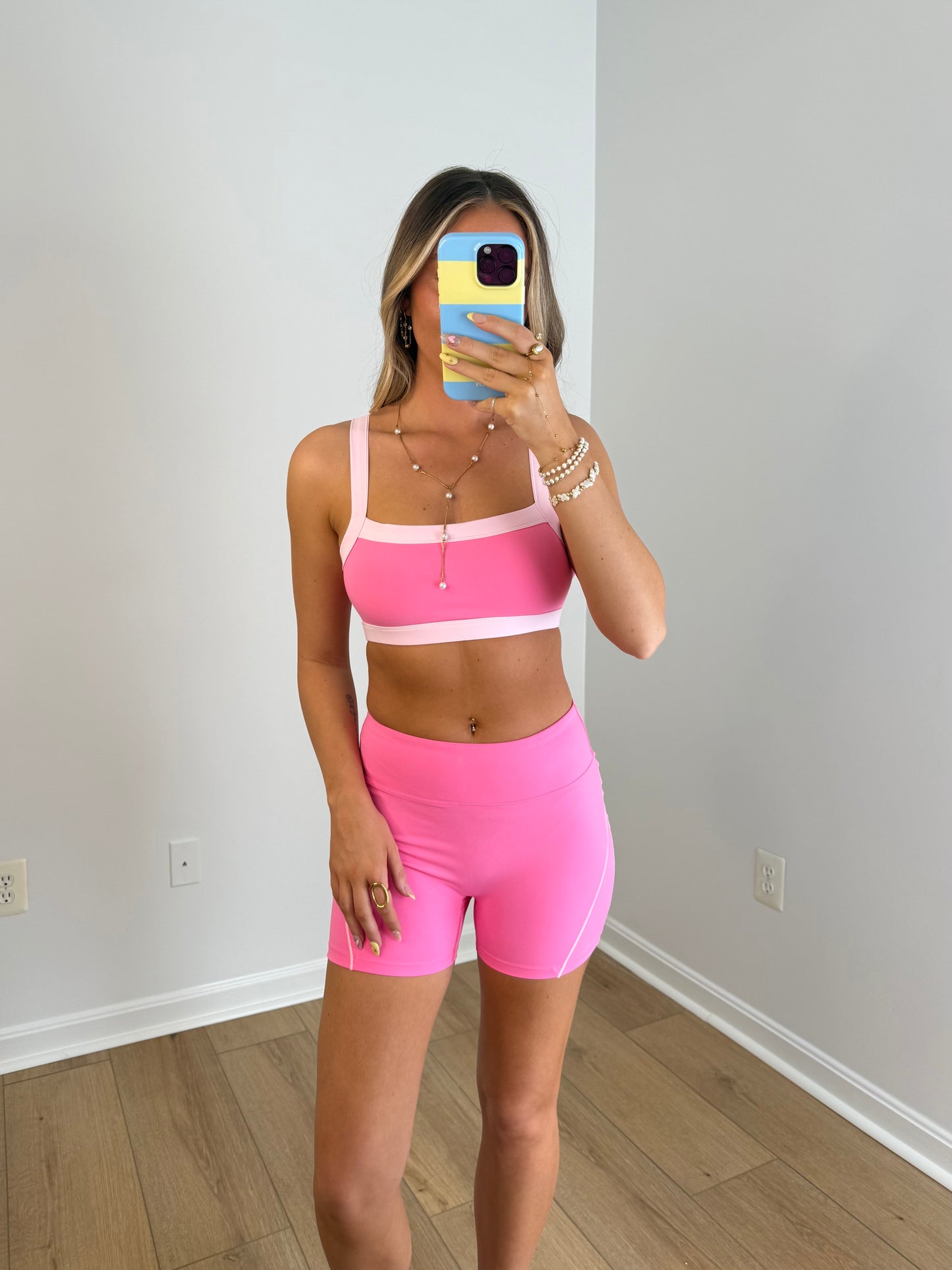 Pink Retro Sports Bra