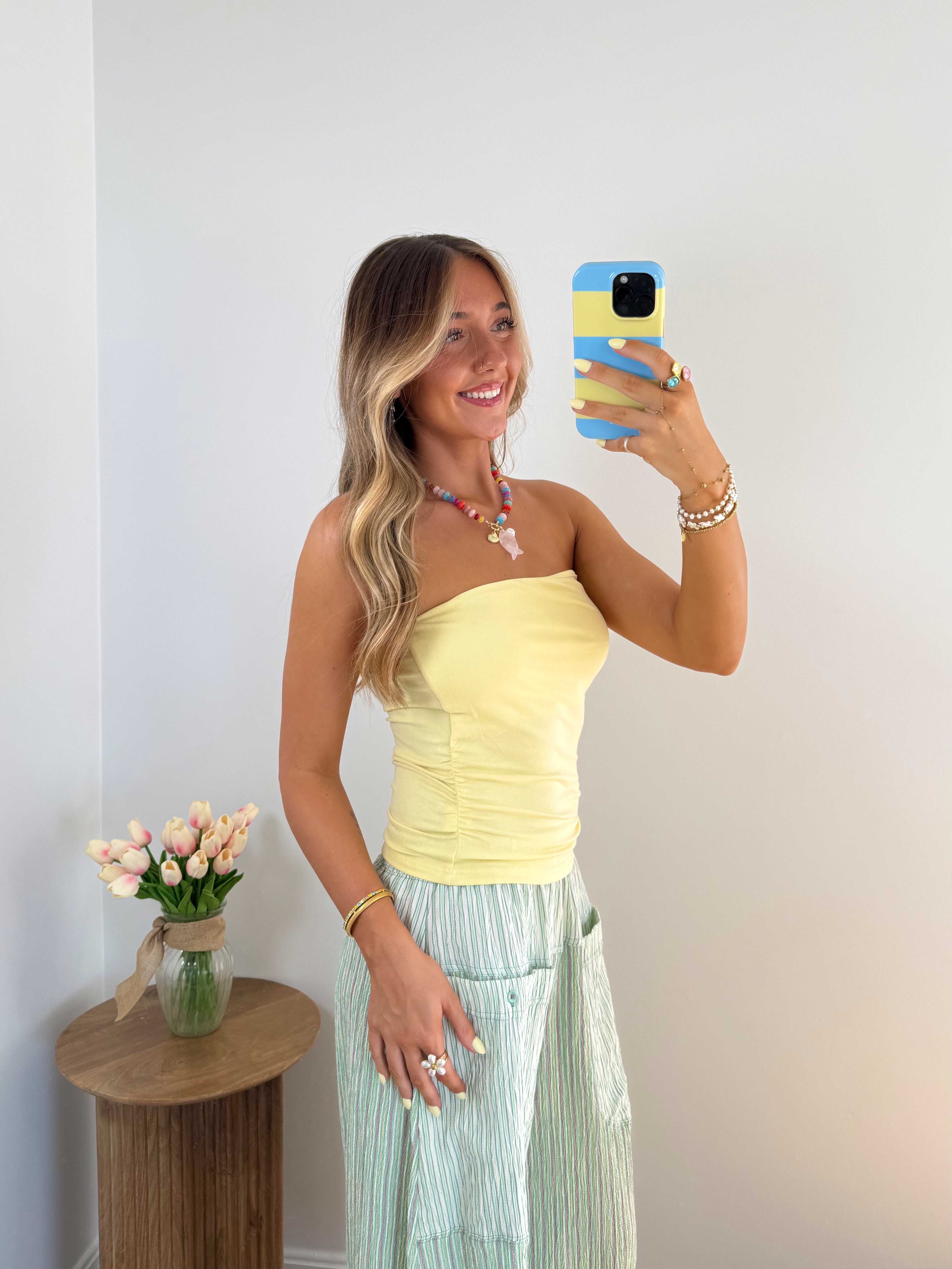 Summer Glow Tube Top (Pink & Yellow)