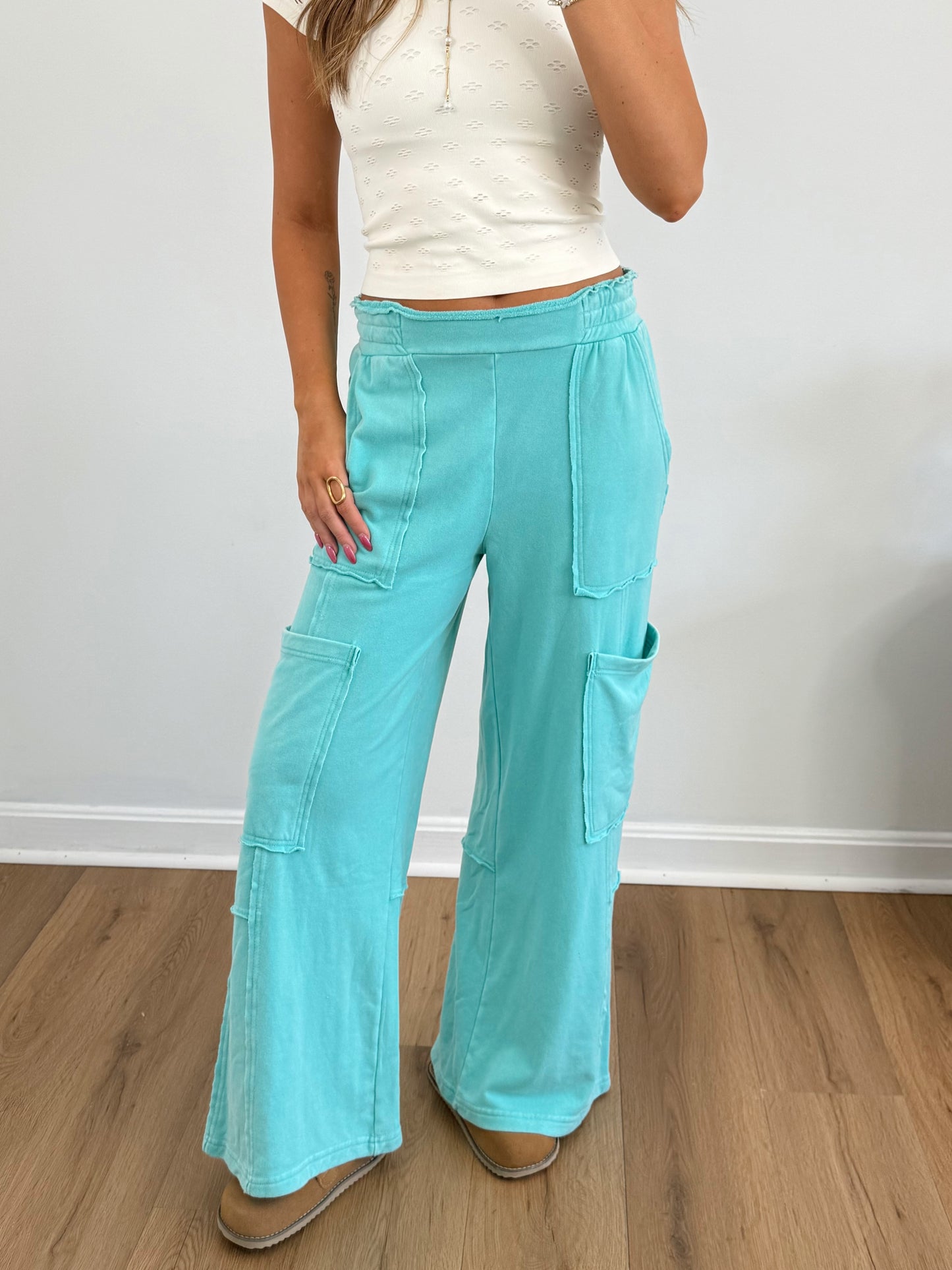 Summer Cargos (Cream & Turquoise)