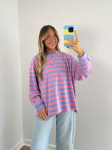 Fireside Striped Long Sleeve Tee - Purple