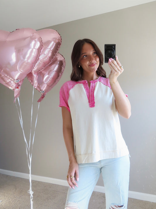 Blush and Cream Henley