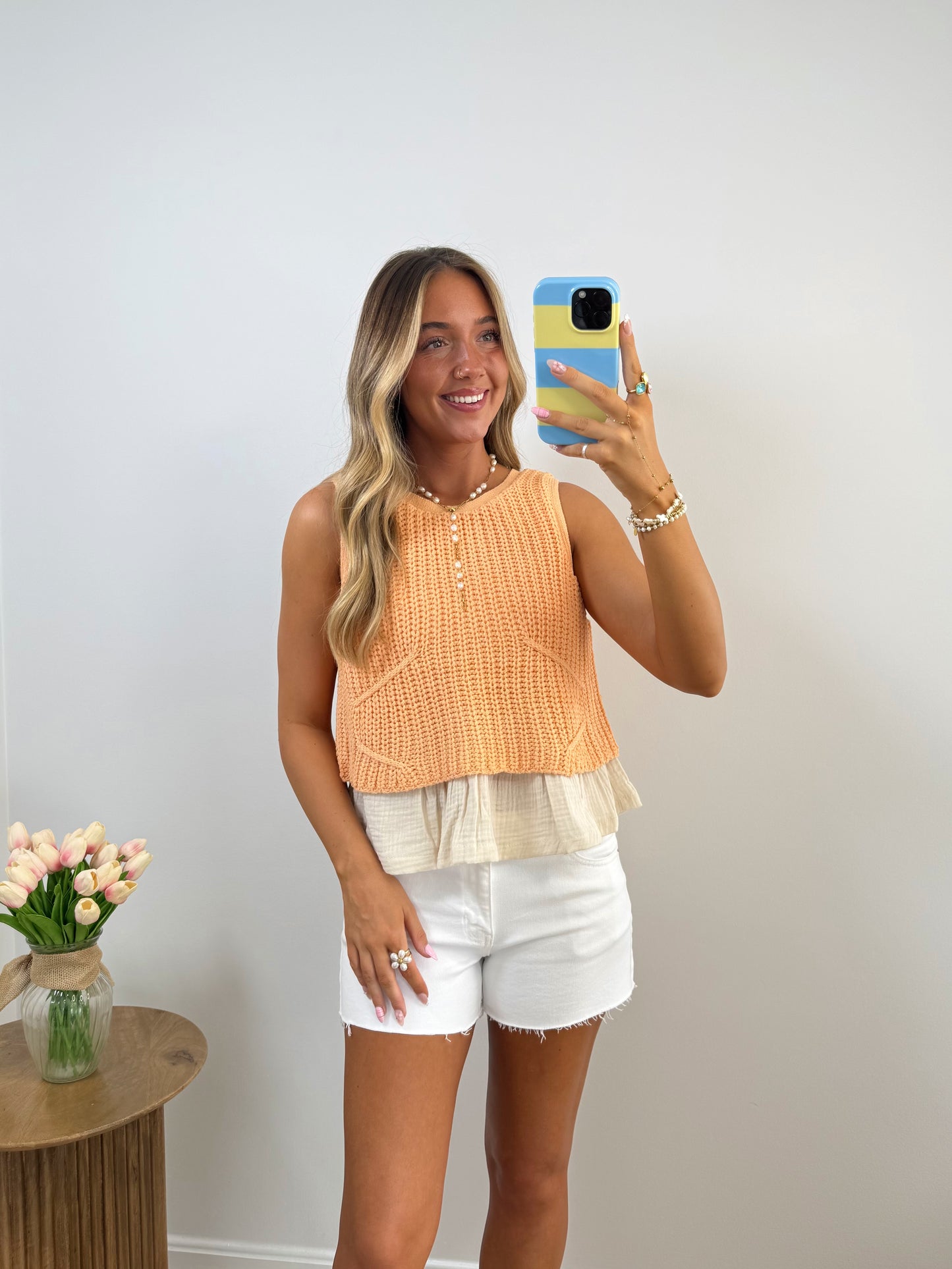 Sweet Peach Layered Sweater Top